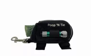 This dispenser attaches to almost any leash, has a built-in LED flashlight (to find poop at night), and fits our easy to open / easy to close drawstring dog poop bags perfectly!<br>
Dispenser Specifications:<br>
Attaches to your leash using 2 velcro straps<br>
LED Flashlight attached<br>
Metal clip attached to hold your used bags<br>
Comes with Two (2) 15 bag rolls<br>
Bag Specifications:<br>
Size: 10" x 11 ½" <br>
Drawstring Closure<br>
Extra-large opening <br>
Extra thick 15 micron bags<br>  