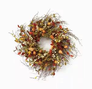 Cape Gooseberry Wreath 20"D Twig/Fabric                                                             