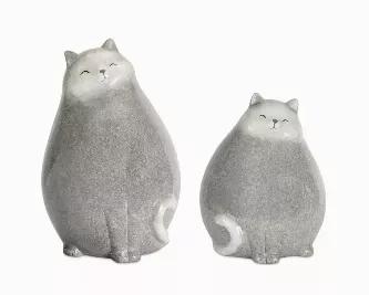 Will add interest and style to any setting Ideal for stylish Decorating makes a versatile Decorating accessory Whimsical cats have sweet expressions and poses. Each lends a nod to being a fat cat with their exaggerated body shapes and tiny legs. Endearing accents for any space.