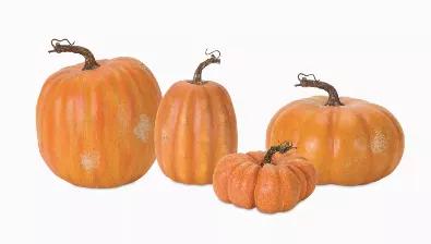 Greet the season with warmth and style Perfect for rustic settings Creates good times and sets a mood At the center of fall decorating, pumpkins add a pop of color to any setting. Our realistic look pumpkins have great texture and tones.