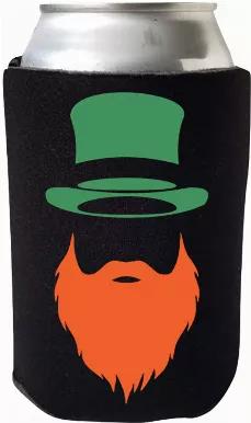 Celebrate St. Patrick's Day in style! This Irish leprechaun can cooler will keep your beer cold during St. Paddy's Day and all throughout the year! <br> -- ST. PATRICK'S DAY LEPRECHAUN COOLIE - Black, Green, and Orange coolie, as pictured. <br> -- PRINTED ON BOTH SIDES - This unique party gift is printed on both sides using a digital transfer process and heat pressed onto the product for long lasting and water proof results. High quality material fits most 12 oz. cans, 16 oz. cans, and beer bott