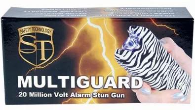 Stand your ground with the MultiGuard Easily concealable and virtually undetectable in hand, the MultiGuard delivers super powered protection with cutting edge micro-technology. Featuring a super-loud siren to draw attention, you may defuse a dangerous situation before it begins! It has a blinding 120 Lumens LED flashlight and a rubberized coating for a better grip. Electrifying stun feature operates with flashlight or siren on. You can carry the MultiGuard in your hand or pocket. Built in charg
