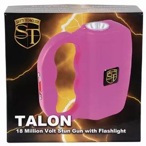 Stand your ground with the Talon 75 Million volt Stun Gun. Fits comfortably and seamlessly in the hand, the Talon delivers super powered stun protection. The Talon's trigger is hidden by the palm of the hand, so just a quick squeeze of the stun gun fires 75 Million volts through an attacker when needed. The sound of the Talon's stun may defuse a dangerous situation before it even begins! It has a blinding 120 Lumens LED flashlight and a rubberized coating for a superb grip. You can carry the Tal