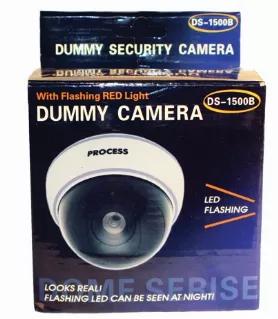 This dome dummy camera has the look of an expensive high definition camera and will help deter a robbery or theft. It has a flashing LED that gives the effect the camera is a working surveillance camera. Requires 3 AAA batteries (not included) Specifications: Measures 5 7/8" x 3 1/2"