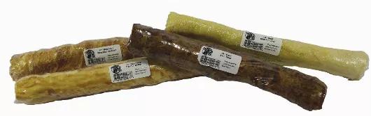100% all natural, hand-wrapped chew. Healthy, lean 98% fat-free chicken breast sourced from the USA. Made of only 2 ingredients: Beef skin + Chicken. Grain-free, gluten-free, no preservatives or additives. Treat size: 10" long x 1.5" diameter Beef Hide. 6oz