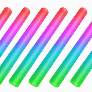 Next time you are throwing a dance party, wedding, bar mitvah, or bachelorette party, hand out these light up foam cheer sticks and watch the hilarity ensue as people wave them, shake them and even bop each other on the head. <br> Dimensions: <br> Length: 18 inches<br> Diameter : 1 Inch<br> Batteries:<br> 3 Replaceable AG13 batteries last 10-20 hours.<br>