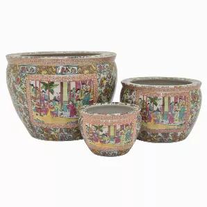 Complete your space design with this Plutus Brands Fish Bowl Planters Set Of Three in Multi-Colored Porcelain<br> Item Dimensions: 16.75 inch L x 16.75 inch W x 12.5 inch H - Weight: 42 lbs<br> Material: Porcelain - Color: Multi-Colored<br> Country of Origin: CHINA