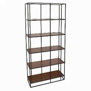 Organize your books and space with this Plutus Brands 5 Tier Bookshelf Gray Metal Frame, Wood Shelves<br> Item Dimensions: 35.5 inch L x 13 inch W x 76 inch H - Weight: 0 lbs<br> Material: Metal - Color: Gray<br> Country of Origin: CHINA