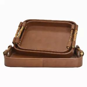 Add a touch of elegance with this Plutus Brands Wood Tray Set Of 3 in Brown Wood<br> Item Dimensions: 17.75 inch L x 12.5 inch W x 3 inch H - Weight: 2 lbs<br> Material: Wood - Color: Brown<br> Country of Origin: CHINA
