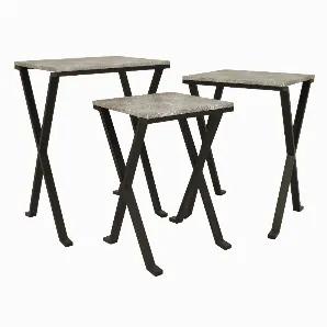 Add a touch of practicality and design with this Plutus Brands metal plant stand Set Of 3 in Gray metal<br> Item Dimensions: 18 inch L x 15.75 inch W x 24.25 inch H - Weight: 2 lbs<br> Material: Metal - Color: Gray<br> Country of Origin: CHINA