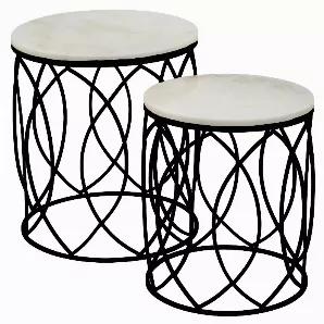 Add a touch of practicality and design with this Plutus Brands metal/marble plant stand in Black metal Set of 2<br> Item Dimensions: 19 inch L x 19 inch W x 21.5 inch H - Weight: 40 lbs<br> Material: Metal - Color: Black<br> Country of Origin: CHINA