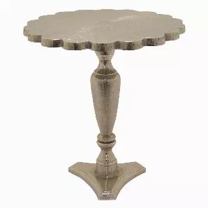 Add a touch of practicality and design with this Plutus Brands metal Side table in Silver metal<br> Item Dimensions: 21.75 inch L x 21.75 inch W x 23.75 inch H - Weight: 14.06 lbs<br> Material: Metal - Color: Silver<br> Country of Origin: INDIA