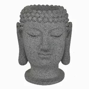 Complete your space design with this Plutus Brands Buddha Head Planter in Gray Resin<br> Item Dimensions: 16.5 inch L x 14.25 inch W x 20 inch H - Weight: 12.76 lbs<br> Material: Resin - Color: Gray<br> Country of Origin: CHINA