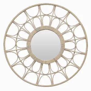 Add a touch of elegance with this Plutus Brands Wall D?corative Mirror in White Natural Fiber<br> Item Dimensions: 29 inch L x 1 inch W x 29 inch H - Weight: 3.7 lbs<br> Material: Natural Fiber - Color: White<br> Country of Origin: CHINA