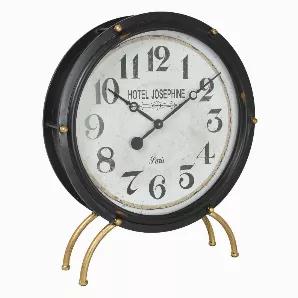 Add a touch of elegance with this Plutus Brands Metal Table Clock in Black Metal<br> Item Dimensions: 21 inch L x 5.25 inch W x 25.25 inch H - Weight: 10.83 lbs<br> Material: Metal - Color: Black<br> Country of Origin: CHINA