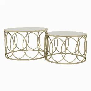 Add a touch of practicality and design with this Plutus Brands metal plant stand Mirrored in Gold metal Set of 2<br> Item Dimensions: 31.50 inch L x 31.50 inch W x 19.00 inch H - Weight: 46.5 lbs<br> Material: Metal - Color: Gold<br> Country of Origin: CHINA