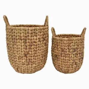 Add a touch of elegance with this Plutus Brands Water Hyacinth Basket in Brown Natural Fiber Set of 2<br> Item Dimensions: 18 inch L x 18 inch W x 20 inch H - Weight: 8.5 lbs<br> Material: Natural Fiber - Color: Brown<br> Country of Origin: VIETNAM