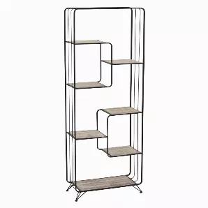 Organize your books and space with this Plutus Brands Metal /wood Shelving Unit in Brown Metal<br> Item Dimensions: 23.75 inch L x 10.25 inch W x 61.75 inch H - Weight: 17.5 lbs<br> Material: Metal - Color: Brown<br> Country of Origin: CHINA