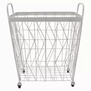 Add a touch of elegance with this Plutus Brands Metal Basket in White Metal<br> Item Dimensions: 19.5 inch L x 15.5 inch W x 24.75 inch H - Weight: 4.4 lbs<br> Material: Metal - Color: White<br> Country of Origin: CHINA