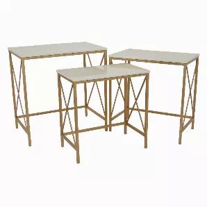 Add a touch of practicality and design with this Plutus Brands metal planter stand in Gold metal Set of 3<br> Item Dimensions: 25 inch L x 16.5 inch W x 26 inch H - Weight: 2 lbs<br> Material: Metal - Color: Gold<br> Country of Origin: CHINA