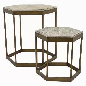 Add a touch of practicality and design with this Plutus Brands metal/wood plant stand in Gold metal Set of 2<br> Item Dimensions: 23.50 inch L x 20.50 inch W x 24.25 inch H - Weight: 22 lbs<br> Material: Metal - Color: Gold<br> Country of Origin: CHINA