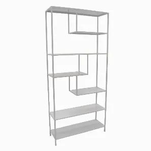 Organize your books and space with this Plutus Brands Metal Shelving Unit - White in White Metal<br> Item Dimensions: 35.5 inch L x 12 inch W x 77 inch H - Weight: 32 lbs<br> Material: Metal - Color: White<br> Country of Origin: CHINA