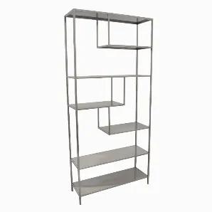Organize your books and space with this Plutus Brands Metal Shelving Unit -silver in Silver Metal<br> Item Dimensions: 35.5 inch L x 12 inch W x 77 inch H - Weight: 32 lbs<br> Material: Metal - Color: Silver<br> Country of Origin: CHINA