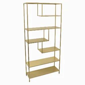 Organize your books and space with this Plutus Brands Metal Shelving Unit - Gold in Gold Metal<br> Item Dimensions: 35.5 inch L x 12 inch W x 77 inch H - Weight: 32 lbs<br> Material: Metal - Color: Gold<br> Country of Origin: CHINA