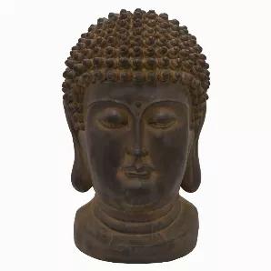 Add a touch of elegance with this Plutus Brands Garden Buddha Head in Brown Resin<br> Item Dimensions: 23 inch L x 21 inch W x 32.25. inch H - Weight: 68 lbs<br> Material: Resin - Color: Brown<br> Country of Origin: CHINA