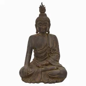 Add a touch of elegance with this Plutus Brands Garden Buddha Sitting in Brown Resin<br> Item Dimensions: 24.5 inch L x 20.25 inch W x 41.75 inch H - Weight: 37 lbs<br> Material: Resin - Color: Brown<br> Country of Origin: CHINA