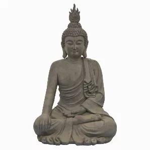Add a touch of elegance with this Plutus Brands Garden Buddha Figurine in Gray Resin<br> Item Dimensions: 24.5 inch L x 20.25 inch W x 41.75 inch H - Weight: 37 lbs<br> Material: Resin - Color: Gray<br> Country of Origin: CHINA