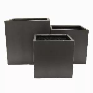 Complete your space design with this Plutus Brands Planter black in Black Resin Set of 3<br> Item Dimensions: 15.5 inch L x 15.5 inch W x 15.5 inch H - Weight: 39.6 lbs<br> Material: Resin - Color: Black<br> Country of Origin: CHINA