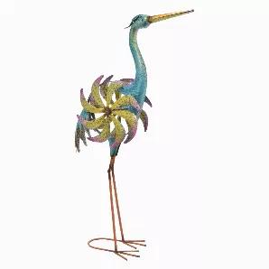 Add a touch of elegance with this Plutus Brands Metal Crane D?coration in Multi-Colored Metal<br> Item Dimensions: 20.00 inch L x 9.00 inch W x 38.25 inch H - Weight: 6.16 lbs<br> Material: Metal - Color: Multi-Colored<br> Country of Origin: CHINA