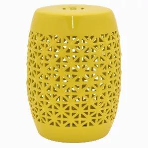 Add a touch of elegance with this Plutus Brands Ceramic Plant Stand in Yellow Porcelain<br> Item Dimensions: 13 inch L x 13 inch W x 18 inch H - Weight: 16.53 lbs<br> Material: Porcelain - Color: Yellow<br> Country of Origin: CHINA