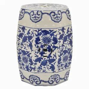 Add a touch of elegance with this Plutus Brands Blue and White Porcelain Garden Stool<br> Item Dimensions: 14 inch L x 14 inch W x 18 inch H - Weight: 17.63 lbs<br> Material: Porcelain - Color: Blue<br> Country of Origin: CHINA