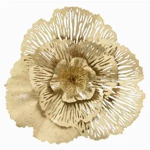 <p>Add a touch of elegance with this Plutus Brands Flower Wall D?cor in Gold Metal<br /> Item Dimensions: 28 inch L x 7 inch W x 27 inch H - Weight: 5.5 lbs<br /> Material: Metal - Color: Gold<br /> Country of Origin: CHINA</p>