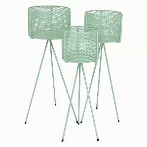 Add a touch of elegance with this Plutus Brands Metal Plant Stand in Green Metal Set of 3<br> Item Dimensions: 9.5 inch L x 9.5 inch W x 27.25 inch H - Weight: 9.65 lbs<br> Material: Metal - Color: Green<br> Country of Origin: CHINA