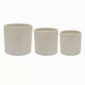 Complete your space design with this Plutus Brands Planter Set Of 3 in White Resin<br> Item Dimensions: 16.25 inch L x 16.25 inch W x 15.5 inch H - Weight: 38.5 lbs<br> Material: Resin - Color: White<br> Country of Origin: CHINA