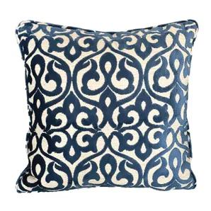 Elegance and Luxury is an understatement for this urbane classy decorative pillow. Bring sophistication and cheer to any room with this plutus velvety french medallion blue, off white luxury throw pillow. The fabric of this luxury pillow is a blend of Cotton.<br> *Colors: Blue, Off White<br> *Fabric Origin: India. Pillows are Handmade in USA<br> *Double Sided pillow<br> *Invisible zipper enclosure for a tailored look<br> *All seams are over-locked and stitched for a professional finish<br> * Edg