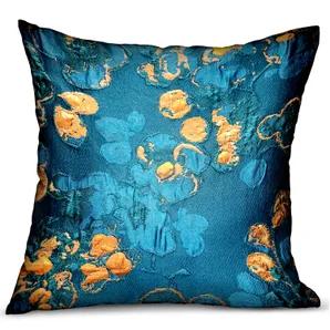 This fashion forward pillow design features unique handcrafted fabric, made from the finest materials to dazzle your eye and feed your senses. This memorable design will add warmth and sophistication to any living space.plutus bronze blossom blue floral luxury throw pillow. The fabric of this luxury pillow is a blend of Polyester, Silk, Polyamide.<br> *Colors: Blue<br> *Fabric Origin: Italy. Pillows are Handmade in USA<br> *Double Sided pillow<br> *Invisible zipper enclosure for a tailored look<