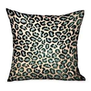 Plutus Jade Velvet Cheetah Green Animal Motif Luxury Throw Pillow