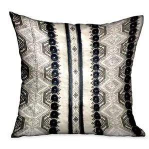 This fashion forward pillow design features unique handcrafted fabric, made from the finest materials to dazzle your eye and feed your senses. This memorable design will add warmth and sophistication to any living space.plutus scandanavian stripe black, white geometric luxury throw pillow. The fabric of this luxury pillow is a blend of Linen (Ground), Polyester (Embroidery).<br> *Colors: Black, White<br> *Fabric Origin: India. Pillows are Handmade in USA<br> *Double Sided pillow<br> *Invisible z