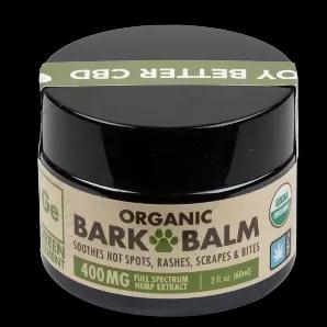 Call us crazy... but we think our Bark Balm is the best 100% natural and organic topical on the market. Period<br>
Green Element Bark  Balm is formulated specifically for your pet's hot spots, insect bites, cuts, and scrapes.  Bark Balm penetrates fast to stop itching, soothe pain, reduce inflammation, and accelerate healing.<br>
Seriously Organic. Seriously soothing.  Seriously Healing.<br>
The combination of Certified Organic Oregon grown hemp extract and our proprietary blend of 8 organic ess