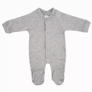 Sleep and Play Baby Grow Heather Grey Closed-Toe Long Johns are a necessity for keeping your little one comfy and cozy at night. Bundle your little one in this pair of long johns after a bath and watch them drift to sleep, basking in warmth and love <br>60% Cotton and 40% Polyester Interlock<br>Sizes: S, M, L<br>Colors: Heather Grey<br>1 Per Pack<br>Size Chart : <br>Small = 3 Months<br>Medium = 6 Months<br>Large = 12 Months