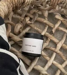 Notes of saffron, currant, amber. Natural beeswax blend of soy, coconut, and RSPO palm oil, sourced in the USA. Black tin jar with lid. Up to sixty hour burn time for a net ten-ounce candle