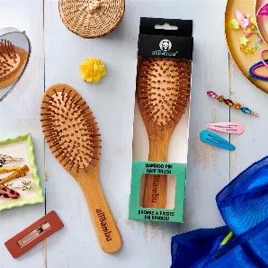 The Ultimate Hair Accessory, our eco-friendly Oval Bamboo Hairbrush is suitable for all hair types and will have your hair looking luscious and beautiful in no time!<br> The stylish contoured smooth bamboo handle is biodegradable and antibacterial<br> The pins are bamboo as well which feels fabulous on your scalp. It helps naturally condition your hair, and evenly distribute your hairs' natural oils<br> The bamboo pins also stimulate and massages your scalp to improve blood flow<br> The anti-sta