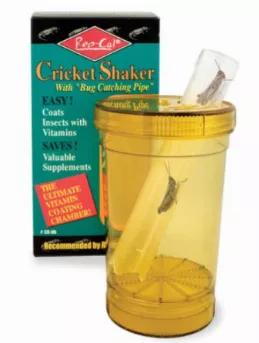 The cricket shaker is an excellent aid for feeding insects to your reptiles and amphibians. Its unique design enables you to effortlessly coat insects with supplements. Catch and release coated crickets with the bug catching pipe.