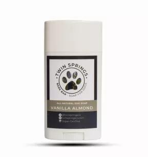 Enjoy your next adventure with your furry best friend using Twin Springs Vanilla Almond Bark Bar! Handcrafted from scratch, Vanilla Almond Bark Bar includes saponified Sweet Almond Oil! We craft our soap into the travel container using the cold process approach, preserving the beneficial properties of these organic oils making our soap gentle, soothing, and keeping the fur super soft! Perfect for traveling, camping, backpacking, hiking, or any event when life is on the go! Enjoy the generous, bu