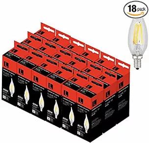 <ul><li>FEATURES: - UL approved; 30,000 hours rated life, Lenawee LEN-41117-UL 4W Filament Candle Flame Tip E12 2700K Light Bulb, energy used is 4 watts, E12 base, 360 degree Lighting with no UV/no IR, instantly turns on, Non-flickering, full-spectrum LED Filament, overload protection, short circuit protection and over temperature protection.</li><li>DIMMABLE: - These LED bulbs are dimmable version. Being able to adjust the light brightness via LED dimmers, you're able to create the perfect atmo