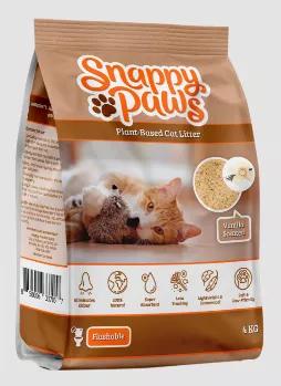 You love your cat and we have what's best for your cat! Snappy Paws cat litter is made from 100% natural, non toxic, Plant Based materials which are 100% Compostable and Biodegradable. Available in Lavender, Vanilla, and Unscented.